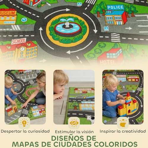 Miniatura 5 de Aiyaplay Alfombra Infantil, Carretera De Ciudad, 160x100 Cm, Alfombra Educativa Antideslizante Para Gateo Y Jugar Con Coches, Para Salón Y Dormitorio, Textura Suave