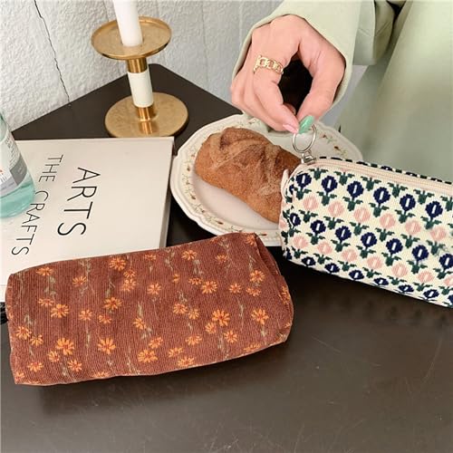 Image of Pencil Case Pen Case Office College School Storage Bag Pouch Holder Box Organizer Makeup Pouch Cosmetic Bag Aesthetic floral flower Cute Pencil Case for Girls Boys Kids (Red flower)