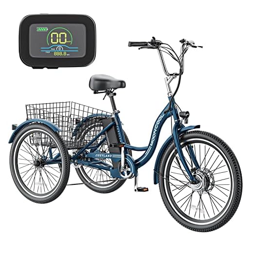 MOPHOTO Electric Trike, 7 Speeds Electric Tricycle for Adult, 350W 36V 3 Wheel Electric Bikes, Motorized Tricycle Adult Electric Three Wheels Bicycle for Senior