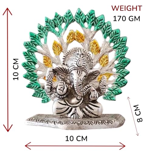Image of KridayKraft Elegant Mini Ganesh Murti - Divine Lord Ganesh Idol for Home & Office Decor, Intricately Designed Pooja Statue & Spiritual Showpiece for Living Room, Bedroom, Temple (Silver)