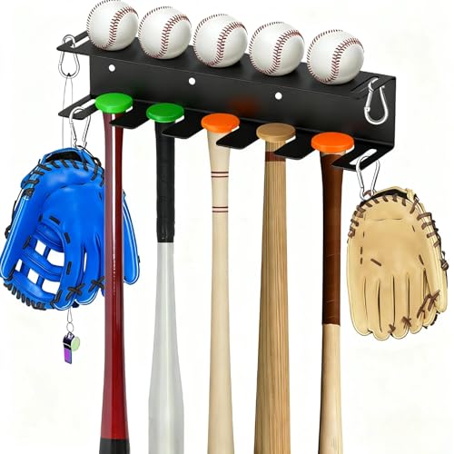 AmoreTempo Wall Mount Baseball Bat Holder 6 Prongs Heavy Duty
