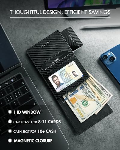 iwantit Pop Up Wallet for Men with Credit Card Holder, Finest Full Grain Leather, Minimalist Smart Mens Wallet, Trifold Slim Wallet, RFID Blocking, Front Pocket Wallet, ID Window3