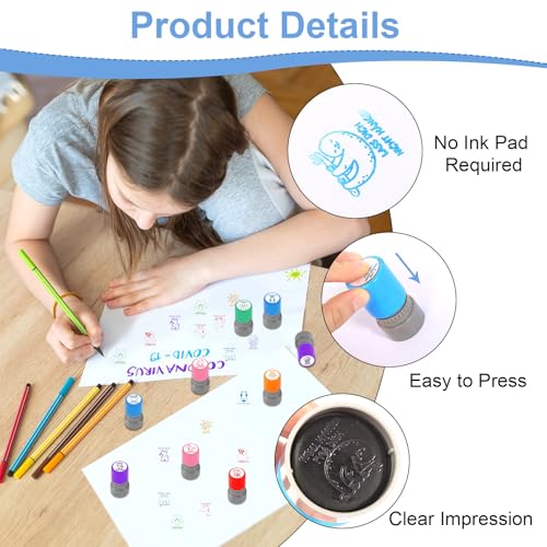 9 Stück Lehrerstempel Selbstfärbende Stempel Lehrer Lob Ermutigung Kinderstempel Lehrer Bewertung Belohnung Motivation Briefmarken Cartoon Lob Siegel Ermutigung Schüler Hausaufgaben Stamper