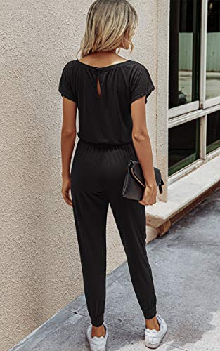 image for Angashion Women's Jumpsuits - Crewneck One Off Shoulder Short Sleeve E