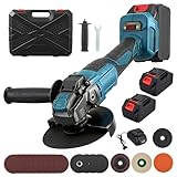 Acemora Akku Winkelschleifer, Flex Akku Winkelschleifer mit 2x 4000mAh Akku, 3-stufige Regelung 0-9000 RPM, 1200W Bürstenloser Motor, Winkelschleifers Set für Trennen, Schleifen & Bürsten