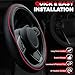 Ouzorp Car Steering Wheel Cover, Microfiber Leather Steering Wheel Covers with Anti-Slip Lining, Universal 14.5-15 inchs Black with Red line