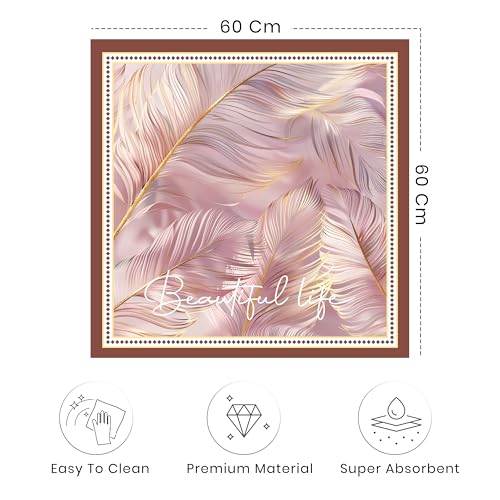 Image of Yellow Weaves Washer & Dryer Cover for Top, 60 x 60 cm, Washing Machine Top Protector Mat for Kitchen /Laundary Room, Water Absorbing, Dustproof, Scratch Resistant & Non-Slip (Feather Pink)
