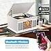 10 in 1 Vintage Bluetooth Record Player Turntable with Built-in Speakers, Vinyl Turntable CD Cassette Player & AM/FM Radio Combo Multimedia Center, USB Recording, RCA Out AUX in, White Wood