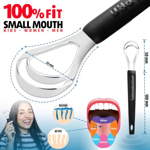 CATACC PRO Tongue Scraper for Kids, Metal Tongue Scraper with Travel Case, Durable Stainless Steel Tongue Scraper Cleaner for Adults - Pack of 3
