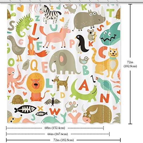 Rideau de douche imperméable alphabet multicolore lavable et résistant 183 cm - 7