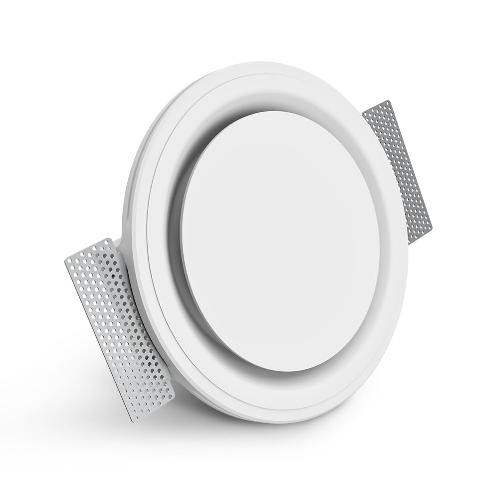 KVADRO-100 - Salida de ventilación cuadrada sin marco - Válvula de disco de 100 mm con imán - Difusor pintable 4"