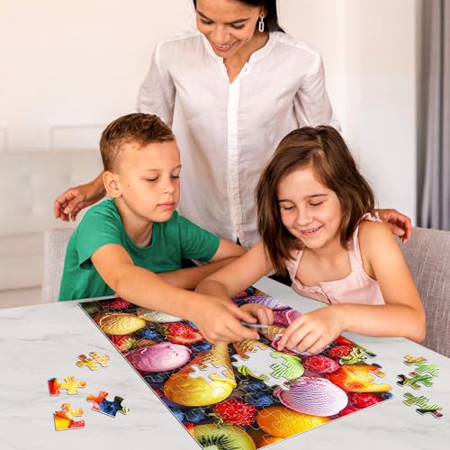 Rompecabezas Jeaiciro de 100 piezas para niños de 6 a 10 años, diseño de conos de helado, rompecabezas educativo, piezas grandes, actividad familiar divertida, 11 x 15 pulgadas miniatura 2