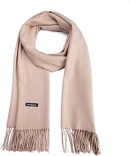 Fish Man Women's Pashmina Shawl and Scarf Warm Winter Pashmina Wraps Oversized Cashmere Scarves with Tassels, Camel,