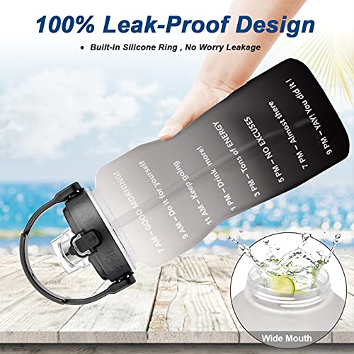 Venuy Garrafa de água de 2 litros de grande capacidade, livre de BPA, motivacional ao ar livre com m