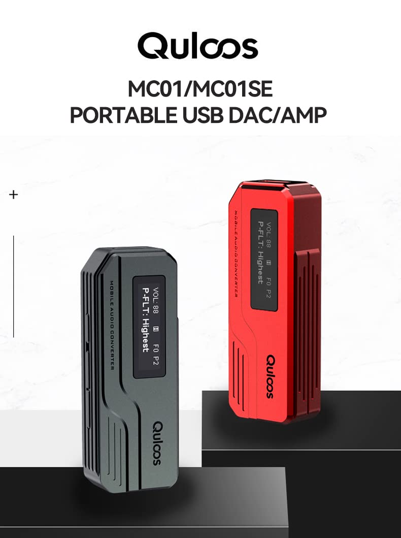 Quloos MC01/MC01se Dual Flagship CS43131 DAC Chipy Obsługuje DSD256 PCM 32-bitowy/384 kHz Ultralow Noise&UltraHigh PSRR Przenośny wzmacniacz dekodera HiFi USB (MC01 szary)