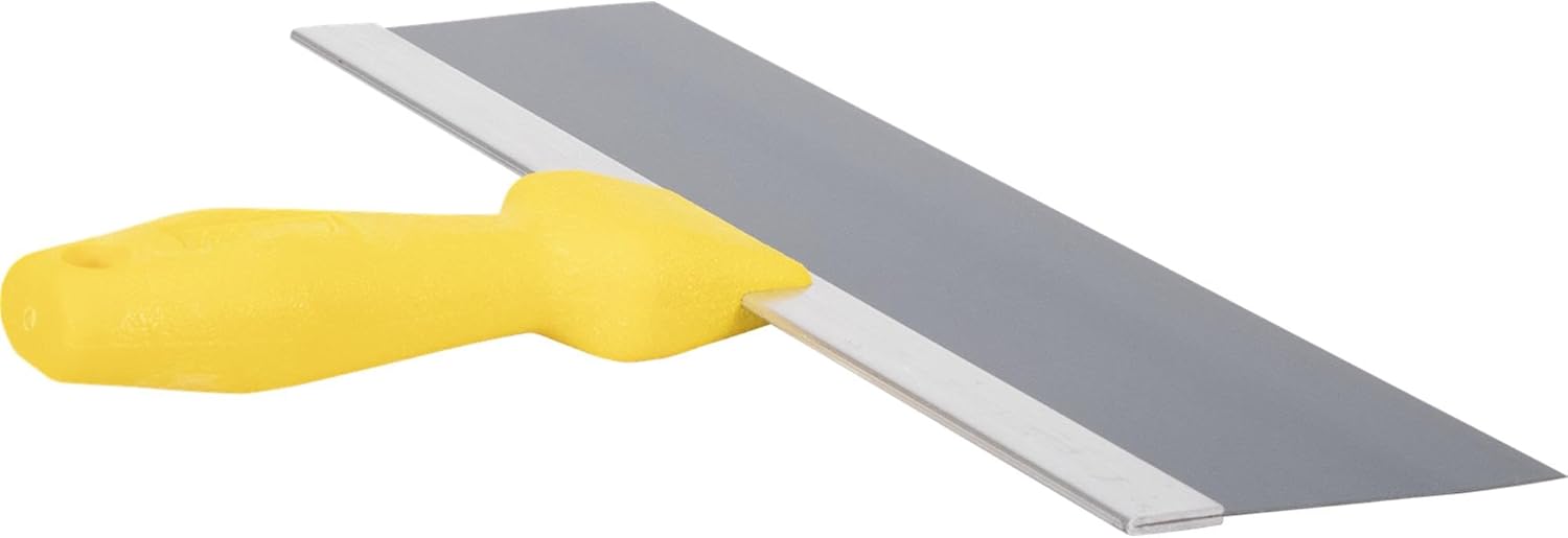 WAL-BOARD TOOLS Yellow Plastic Handle Drywall Taping Knife, 14 Inch Blue Steel Blade, Made in The USA, 021-024