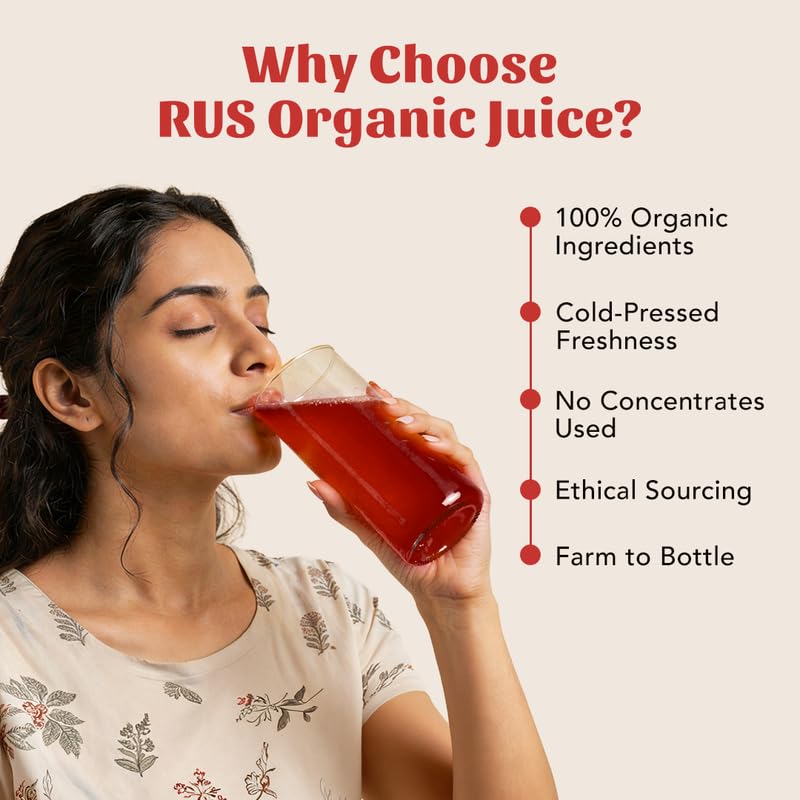 Image of Rus Organic Apple Cranberry Juice | Cranberry & Apple Juice | Natural & Cold-Pressed | Pack of 2 (1000ml Each) | Refreshing Sugar Free Drinks | No Preservatives | Rich in Antioxidants
