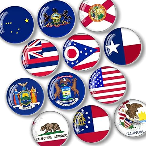 LEASEN 12Pcs Glass Refrigerator Magnet Fridge Sticker, Round Decorative Magnets for Office Cabinet Refrigerator Whiteboard Photo Cover