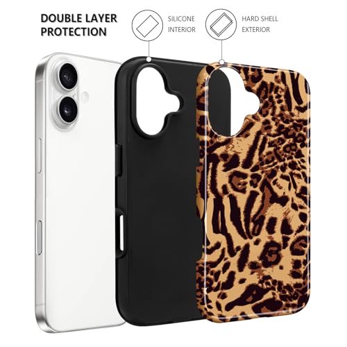 Image of Magnetic for iPhone 17 Case for Women Men, Brown Leopard | Cute Cheetah Pattern Design [Compatible with MagSafe] 2-Layer Hybrid Shockproof Glossy Protective Cover