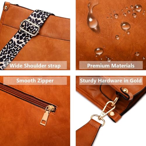 AUYOCO Vegan Leather Crossbody Bags for Women, Crossbody Purse with Guitar Strap Zipped Pockets Handbag Shoulder Bag4