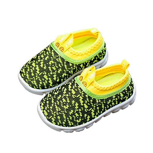 DEBAIJIA Zapatos para Niños 1-4T Bebés Caminan Zapatillas Suela Suave Malla Antideslizante Material Transpirable 18/19 EU (Tamaño Etiqueta 21), A Partícula Verde, XBX09-YD-TJ-GN-21M