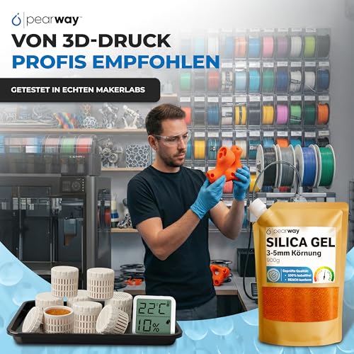 Silica Gel 3–5mm – für präzises Ausgießen in 3D Drucker Pods – Silica Kugeln regenerierbar – Silikat Trockenmittel – Silicagel Orange/Grün – Kieselgel 900g