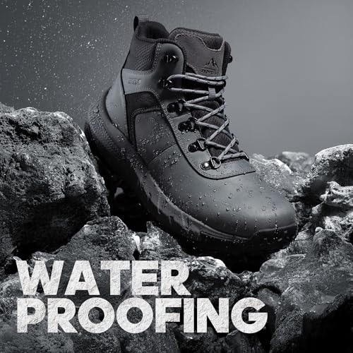 Image of NORTIV 8 Men's Waterproof Hiking Boots Lightweight Outdoor Mid Trekking Leather Shoes DriftShield