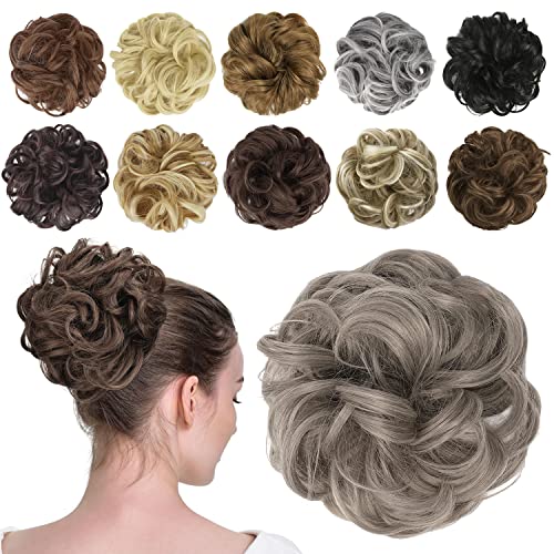FESHFEN Messy Hair Bun Hair Pieces Curly Large Hair Bun Scrunchies Extensions Synthetic Tousled Updo Hairpieces for Women Girls, 1.94oz