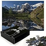ABAKUHAUS Gebirge Puzzle, Pastoral Snowy Alpen, Heirloom-Qualität lustige Aktivität für die Familie langlebiger Karton, 1000 Stücke, Grün Weiß