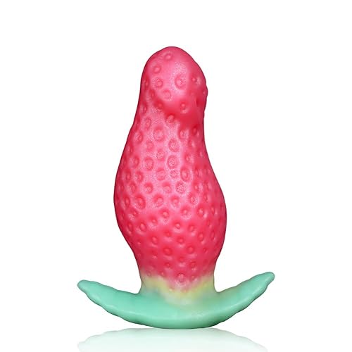 Soft Strawberry Butt Plug Anal Stretcher Prostate Massager Liquid Silicone Realistic Dildo G-spot Stimulation Anal Sex Toys for Advanced Men Women Couple Romi (M) - M