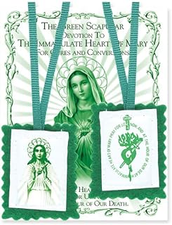 Immaculate Heart of Mary Green Felt Scapular – Soft & Durable Catholic Devotional | Comfortable & Lightweight for Daily Wear
