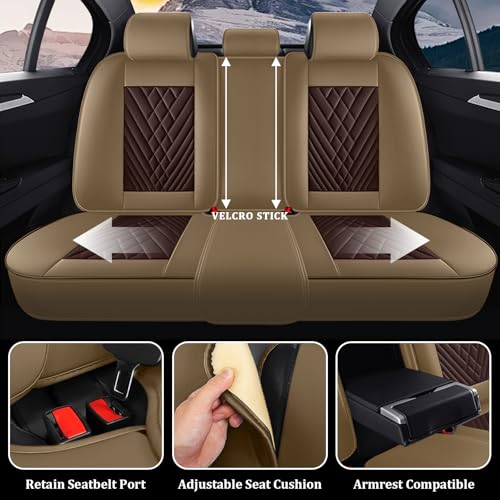 Image of Car Seat Covers Full Set for Subaru 2000-2026, Waterproof Nappa Leather Car Seat Cover, Full Coverage Car Seat Covers Sets(5 Seats /Brown Coffee)