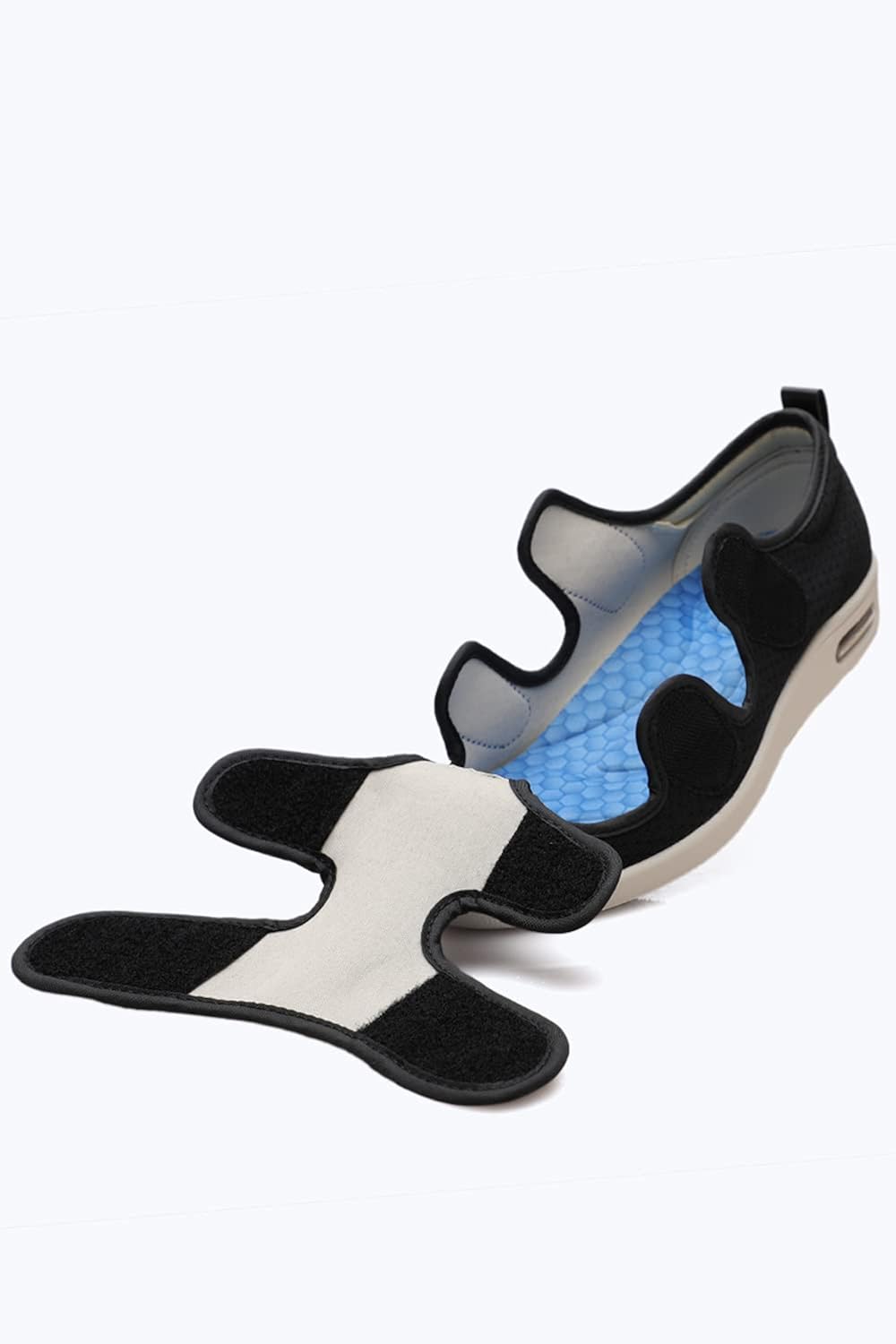 Miniatura 5 de ZUMEIJIA Zapatos para diabéticos para mujer, zapatos casuales ajustables para caminar, zapatos anchos para ancianos, pies hinchados,