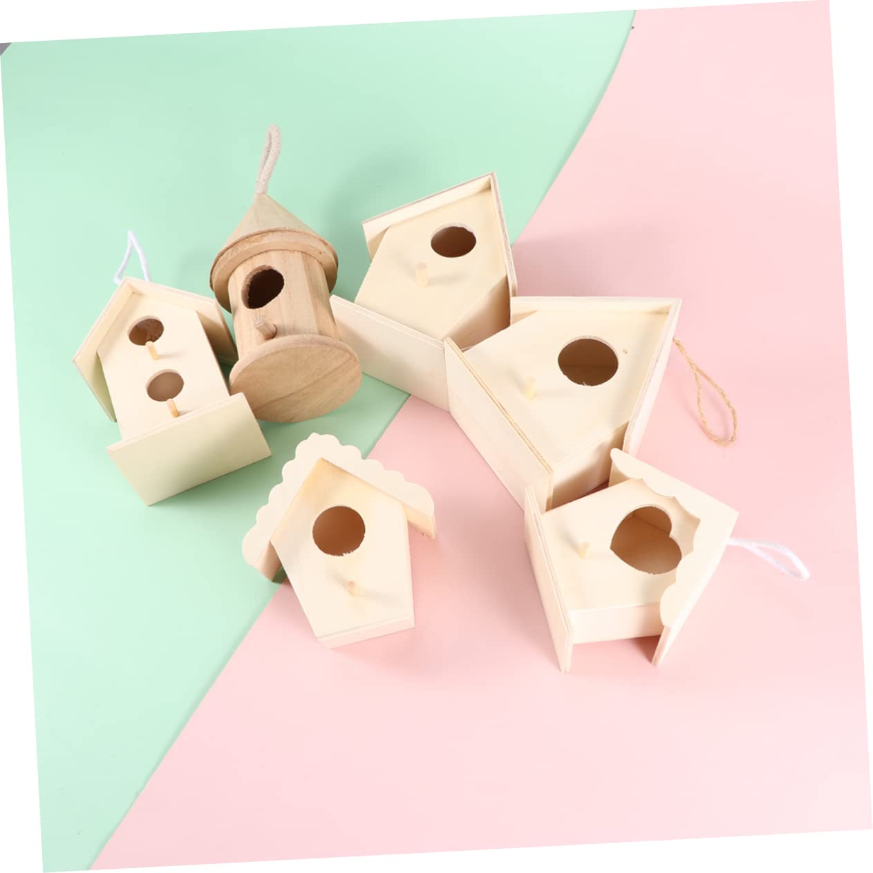 Tofficu 3 Set Pz Gabbie Per Uccelli Legno Per Diy Giocattoli Educativi Per Decorazioni Da Scrivania Kit Per Pittura E Stile 6 Pezzi * 3