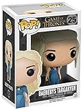 funko pop daenerys 25 This fun figurine features Daenerys Targaryen from HBO's hit TV show, Game of Thrones! The Khaleesi wears her blue dress, her hair framing her face. In one hand, she holds the slaver's staff. Perfect for any fan of the books or show, this collectible is a great way to show your allegience to House Targaryen!