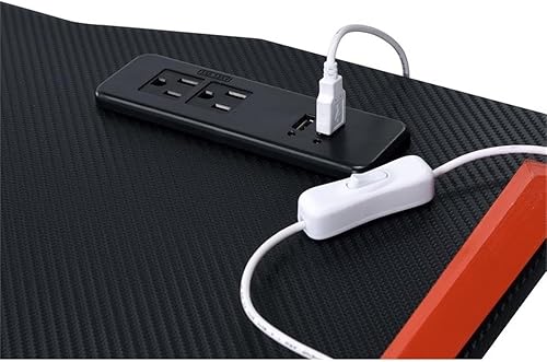 Miniatura 4 de Acme Dragi - Mesa de juegos con marco de metal con puerto USB y luz LED en negro y rojo