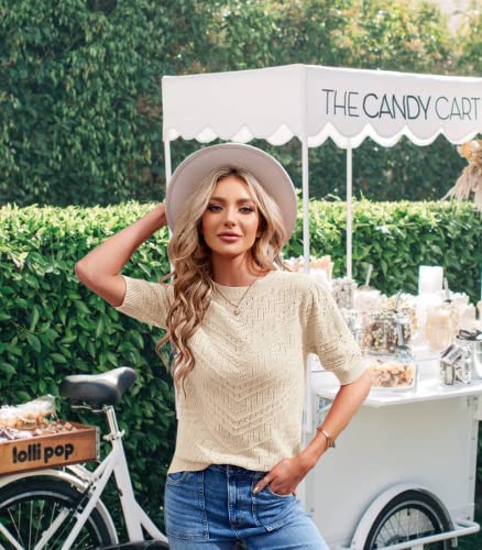 Summer Tops for Women Short Sleeves Pullover Sweaters Knit Blouse Cute Dot Sweater Shirt2