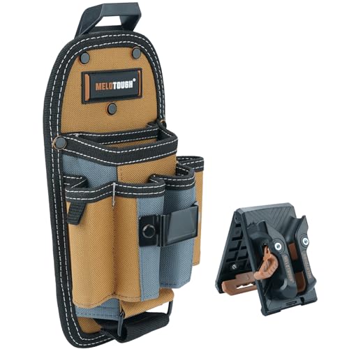 Image of MELOTOUGH 7-Pocket Technician Pouch-Small Pocket Tool Belt Pouch with Belt Clip,Clip on Larger Pockets & Loop, Clip on-Tool Holder Accessory