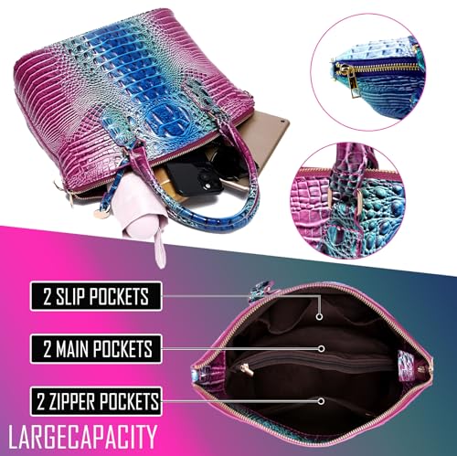 Image of Makcr Joacbv Women Purse Satchel Bag Long Crossbody Classy Tote Bag Top Handle Vegan Leather Ladies Handbags Embossed Pattern