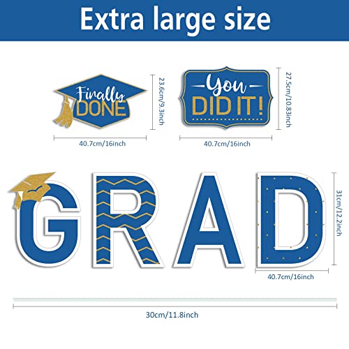17 Pieces 2023 Graduation Yard Sign Congrats Grad Lawn Sign Class Of 2023 Garden Yard Sign With 35 Stakes Waterproof Graduation Party Outdoor Decor For Graduation Party Lawn Decor (Blue) #TOP1