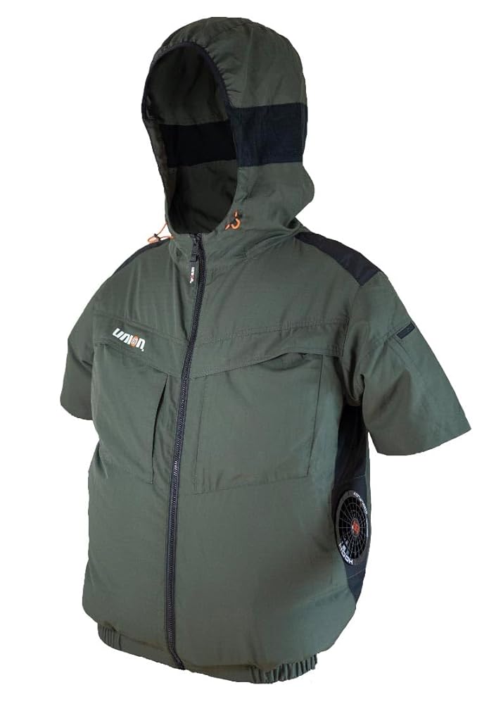 カーキ 半袖空調服 通気口付き Amazon.co.jp: [富士手袋工業] 空調作業服 サイドファンフード