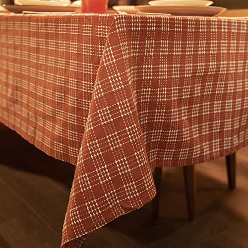 Folkulture Fall Tablecloth For Fall Decorations For Home, 100% Cotton Thanksgiving Tablecloth 60" X 84" For Fall Décor, Farmhouse Table Cloth Or Boho Table Cover For Fall Table Décor (Burnt Orange) #TOP6