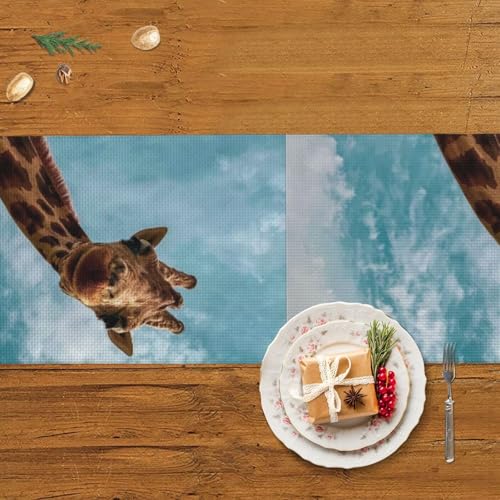 Chemin de table girafe antidérapant pour repas de Noël et anniversaire
