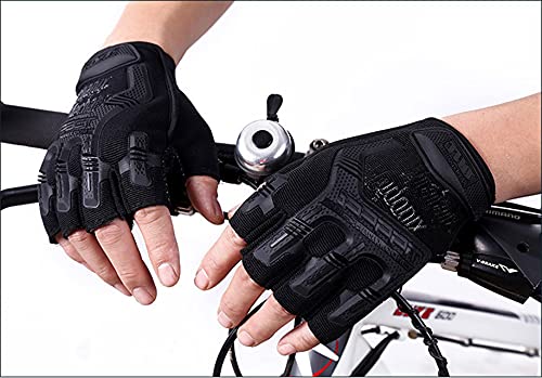 KAMIER Fingerless Tactical Gloves,Black Hunting Gloves,Lightweight Breathable Enhanced Military Gloves for Shooting, Hunting, Motorcycling, Climbing, CS Military Action - Thumbnail 2