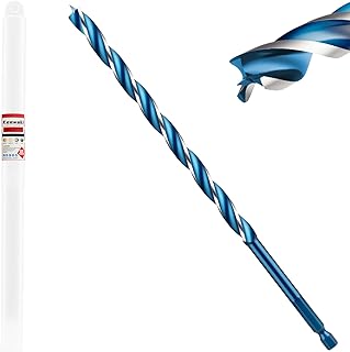 Keewaki 5/8" x 12" Wood Auger Drill Bit – 3-Flute Extra Long Auger Drill Bit for Wood, High Carbon Steel 3/8" Shank with Protective Storage Tube