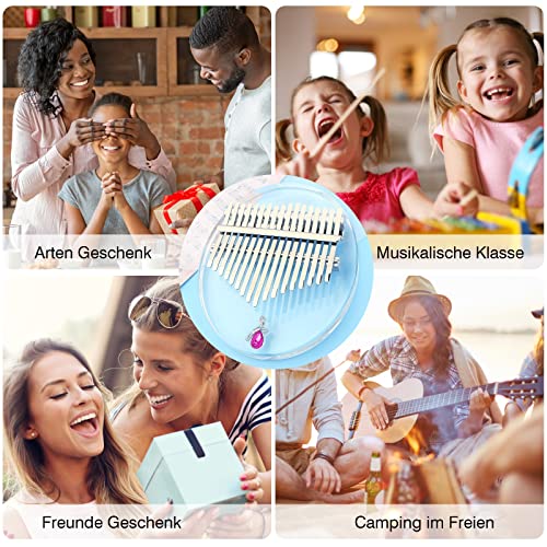 Crovida Kalimba Instrument Transparentes Daumenklavier 17 Schlüssel Acryl Zupfinstrumente für Kinder Erwachsene Anfänger (Prinzessin Puder) - Image 3