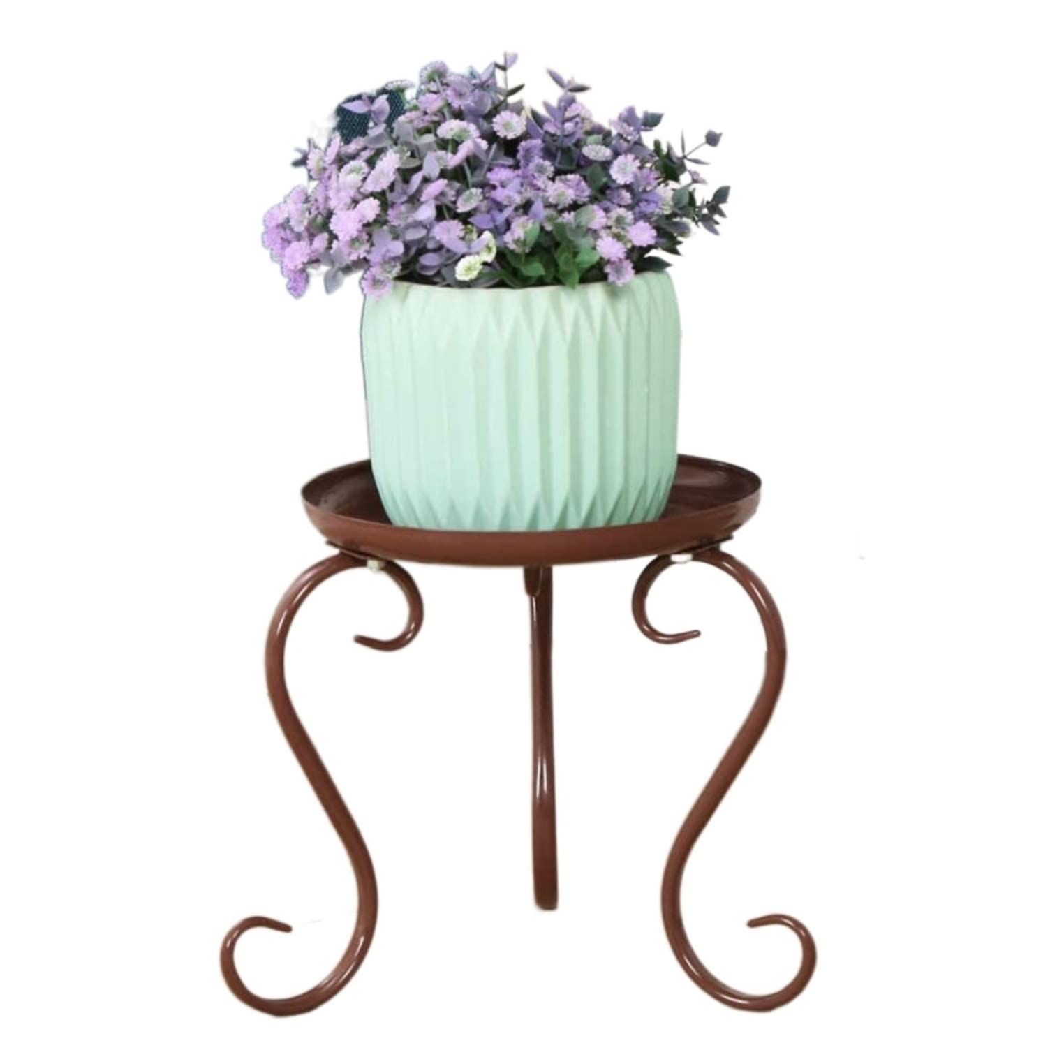 Lpmengs-EU Plant Stand Shelves Flower Holder Metal Single Stool Iron Indoor Outdoor Decoration Shelf Rack(R1Pcs,21*23cm)