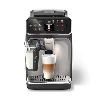 PHILIPS 5500 Series Fully Automatic Espresso Machine - LatteGo Milk System, Integrated Grinder, 20 Hot & Iced Coffee Pre-Sets, Quick Start, SilentBrew, 15-Bar Pressure, Black Chrome (EP5544/94)