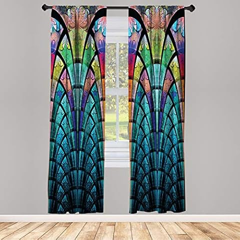 Ambesonne Abstract Window Curtains with Floral Motifs Cover