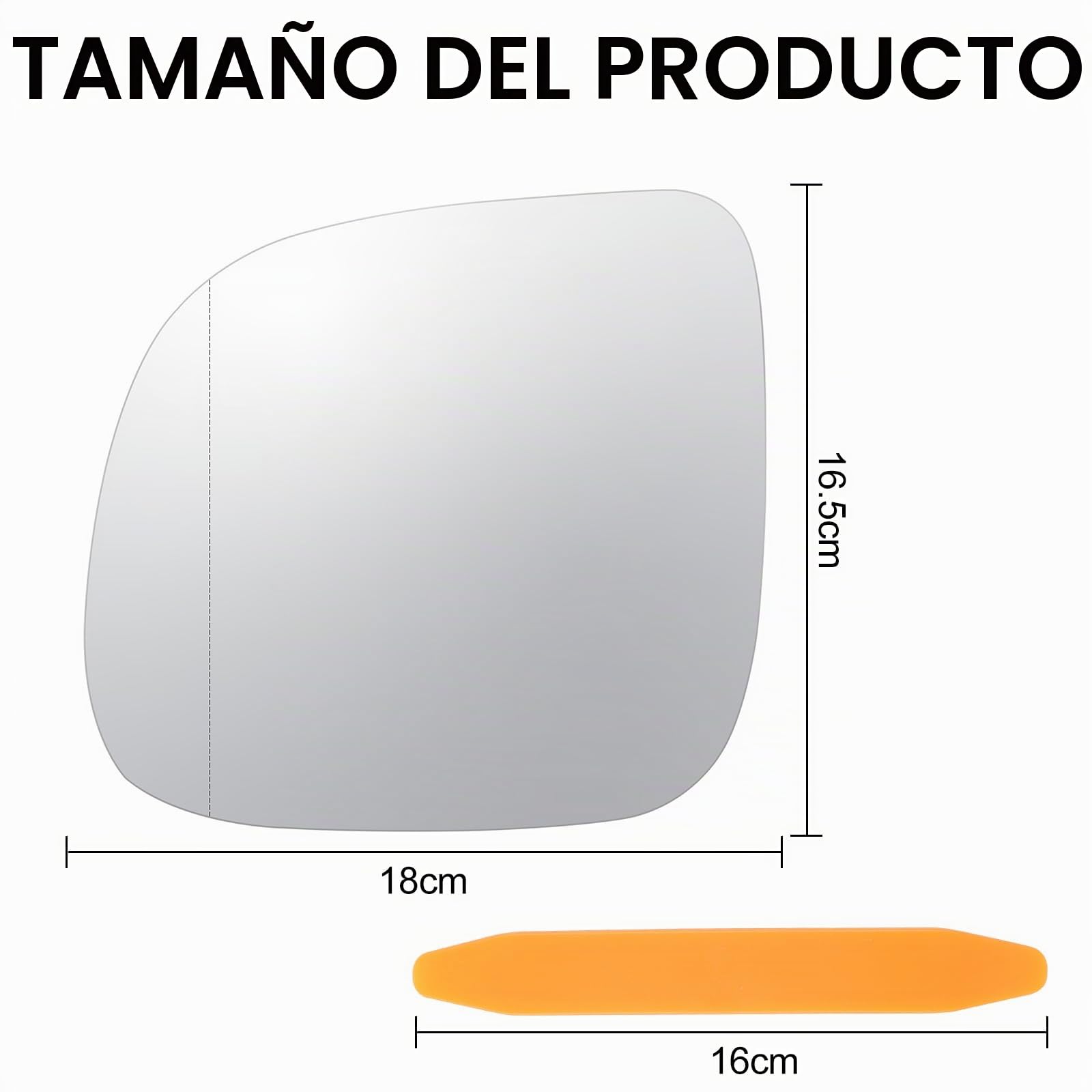Cristal de Espejo Reemplazo Compatible con VW T5 2010-2015 T6 2012-2016 | VW Transporter Caravelle Multivan Amarok Cristal Retrovisor Exterior Izquierdo Calefactable Asférico Espejo de Marcha Atrás